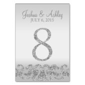シルバーグリッター結婚ルックのテーブル番号8 テーブルナンバー (裏面)