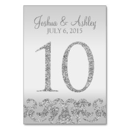 シルバーグリッター結婚ルックのテーブル番号–10 テーブルナンバー
