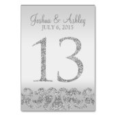 シルバーグリッター結婚ルックのテーブル番号–13 テーブルナンバー (裏面)