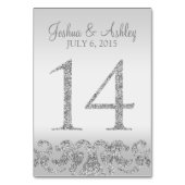 シルバーグリッター結婚ルックのテーブル番号–14 テーブルナンバー (正面)