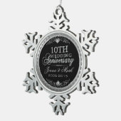 シルバーグリッター結婚10周年記念オーナメント スノーフレークピューターオーナメント (右)