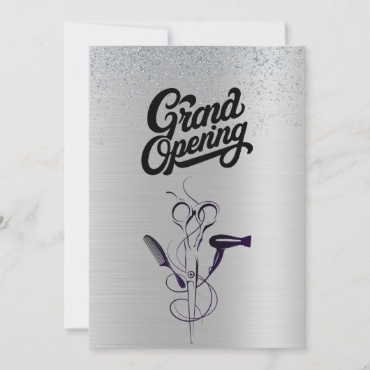 シルバーグリッター美しいサロングランドオープニング 招待状 (正面)