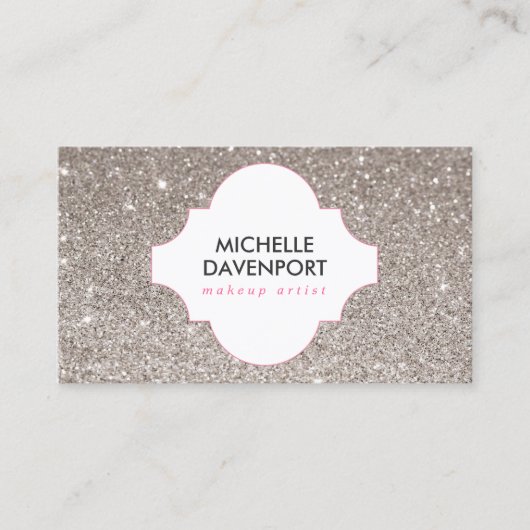 シルバーグリッター美しい、メイクアップアーティスト、サロン 名刺 (正面)