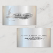 シルバーグリッター羽毛シルバーブラシストローク公証人 名刺 (正面/裏面)