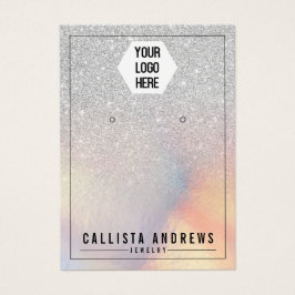 シルバーグリッター虹色ロゴイヤリングディスプレイ