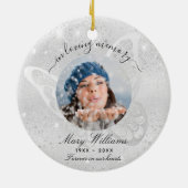 シルバーグリッター蝶の写真記念碑 セラミックオーナメント (裏面)