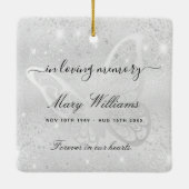 シルバーグリッター蝶の記念碑 セラミックオーナメント (裏面)