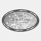 シルバーグリッター製品ラベル スパークルダイヤモンドロゴ 楕円形シール (正面)