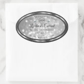 シルバーグリッター製品ラベル スパークルダイヤモンドロゴ 楕円形シール (バッグ)