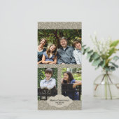 シルバーグリッター調節可能3フォトクリスマスカード シーズンカード (スタンド正面)