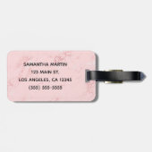 シルバーグリッター赤面ピンクマーブル ラゲッジタグ (裏面横)