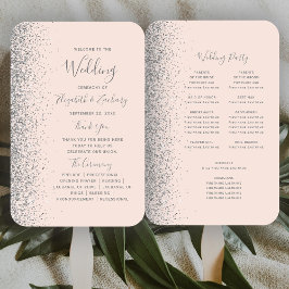 シルバーグリッター赤面ピンク結婚式 プログラム ハンドファン