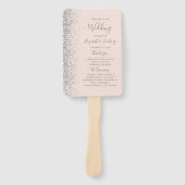 シルバーグリッター赤面ピンク結婚式 プログラム ハンドファン (正面)