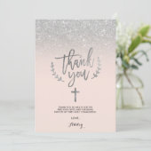 シルバーグリッター赤面感謝していお前最初の聖餐式 サンキューカード (スタンド正面)