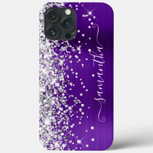 シルバーグリッター輝くパープルガーリーシグネチャー Case-Mate iPhoneケース (裏面)