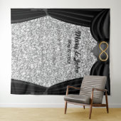 シルバーグリッター金ゴールドインフィニティブラックカーテン タペストリー (インサイチュ(横))