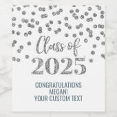 シルバーグリッター2025年卒業 ワインラベル (シングルラベル)