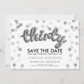 シルバーグリッター30歳の誕生日を保存 招待状 (正面)