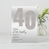 シルバーグリッター40th誕生日パーティの招待状 招待状 (スタンド正面)