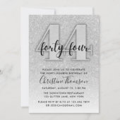 シルバーグリッター44番目の誕生日招待状 招待状 (正面)