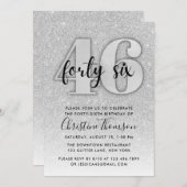 シルバーグリッター46番目の誕生日招待状 招待状 (正面/裏面)