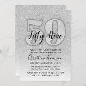 シルバーグリッター59番目の誕生日招待状 招待状 (正面/裏面)