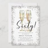 シルバーグリッター60thバースデーパーティー 招待状 (正面)