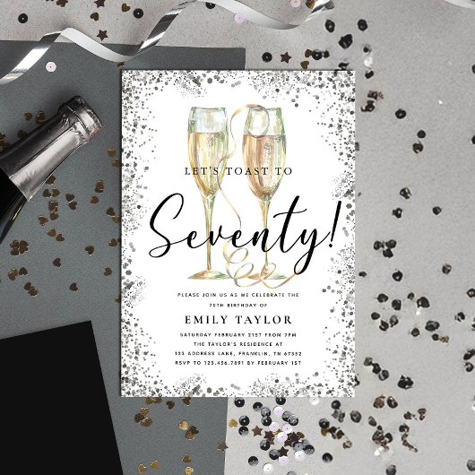 シルバーグリッター70thバースデーパーティー 招待状