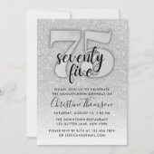 シルバーグリッター75番目の誕生日招待状 招待状 (正面)