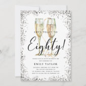 シルバーグリッター80thバースデーパーティー 招待状 (正面)