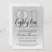 シルバーグリッター81番目の誕生日招待状 招待状 (正面)