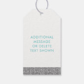 シルバーグリッター&アクアティール（緑がかった色）ブルーメッセージカード ギフトタグ (裏面)