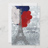 シルバーグリッター エッフェル塔 赤 白 青 パーティー 招待状 (裏面)