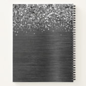 シルバーグリッター グレー ブラッシュド メタル モノグラム ノートブック (裏面)