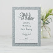 シルバーグリッター サプライズ 誕生日 招待状 (スタンド正面)