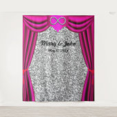 シルバーグリッター シルバーインフィニティ ピンクカーテン タペストリー (正面)