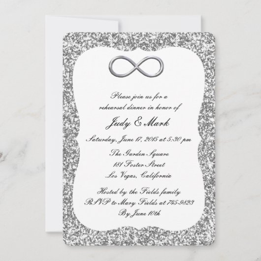 シルバーグリッター シルバーインフィニティ リハーサルディナー招待状 招待状 (正面)