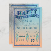 シルバーグリッター&シーシェルズハッピーリタイアメントパーティー 招待状 (正面/裏面)