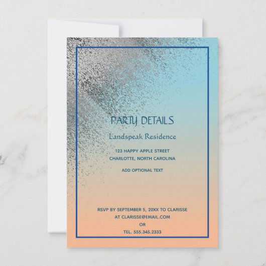 シルバーグリッター&シーシェルズハッピーリタイアメントパーティー 招待状 (裏面)