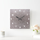 シルバーグリッター スクエア壁時計 (ホーム)