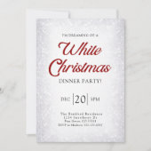 シルバーグリッター スノー クリスマス ホワイト 招待状 (正面)