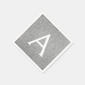 シルバーグリッター&スパークルモノグラムイニシャル誕生日 スタンダードカクテルナプキン (角)