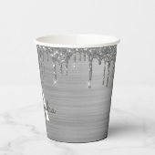シルバーグリッター＆スパークルモノグラムペーパーカップ 紙コップ (左)