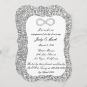 シルバーグリッター ダイヤモンドインフィニティエンゲージメントパーティー 招待状 (正面/裏面)