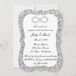 シルバーグリッター ダイヤモンドインフィニティエンゲージメントパーティー 招待状