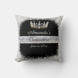 シルバーグリッター、ダイヤモンドプリンセスクラウンカンス クッション