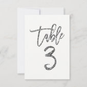 シルバーグリッター トレンディ モダンスクリプト テーブルナンバー3 招待状 (裏面)
