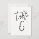 シルバーグリッター トレンディ モダンスクリプト テーブルナンバー6 招待状 (裏面)