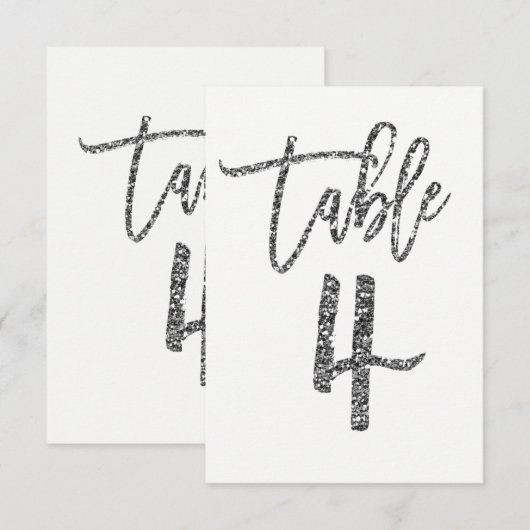 シルバーグリッター トレンディ モダンスクリプト テーブルナンバー 4 (正面/裏面)