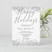 シルバーグリッター ハッピーホリデー または クリスマスパーティー 招待状 (スタンド正面)